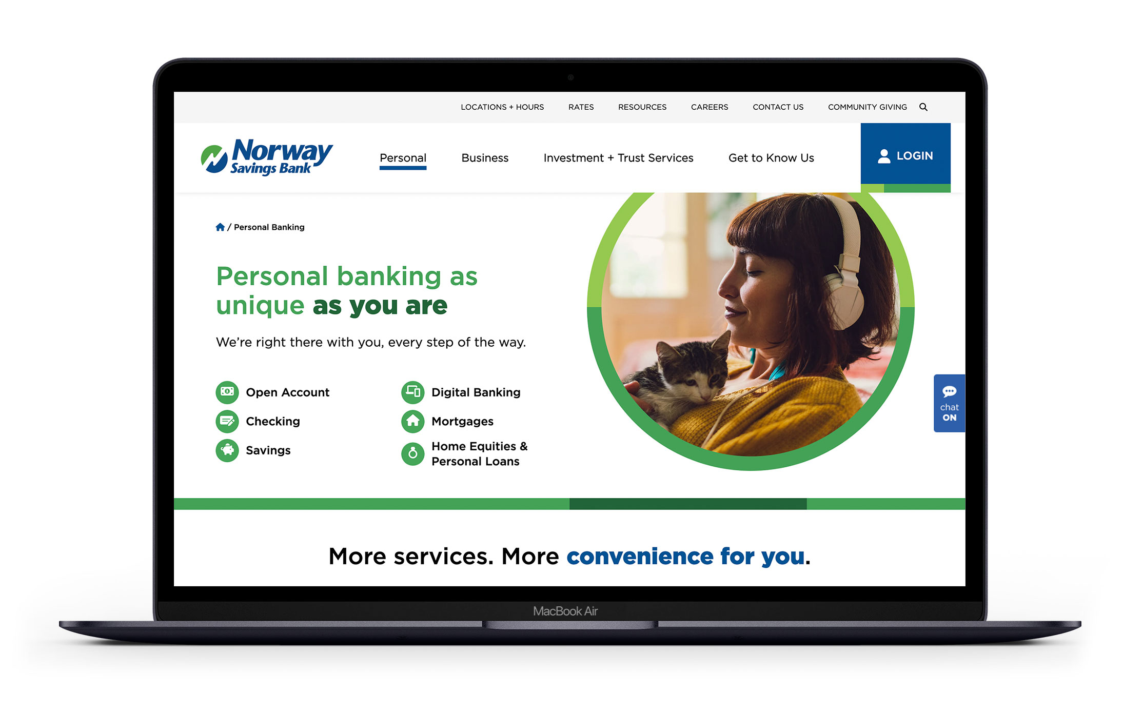 Norway Savings Bank Website personal banking page